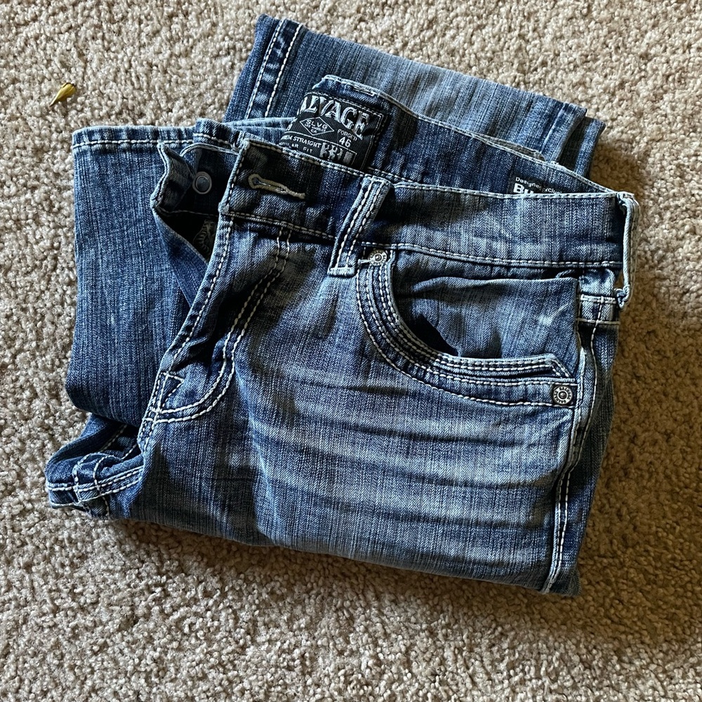 Salvage Blue Relaxed Jeans Classic Denim